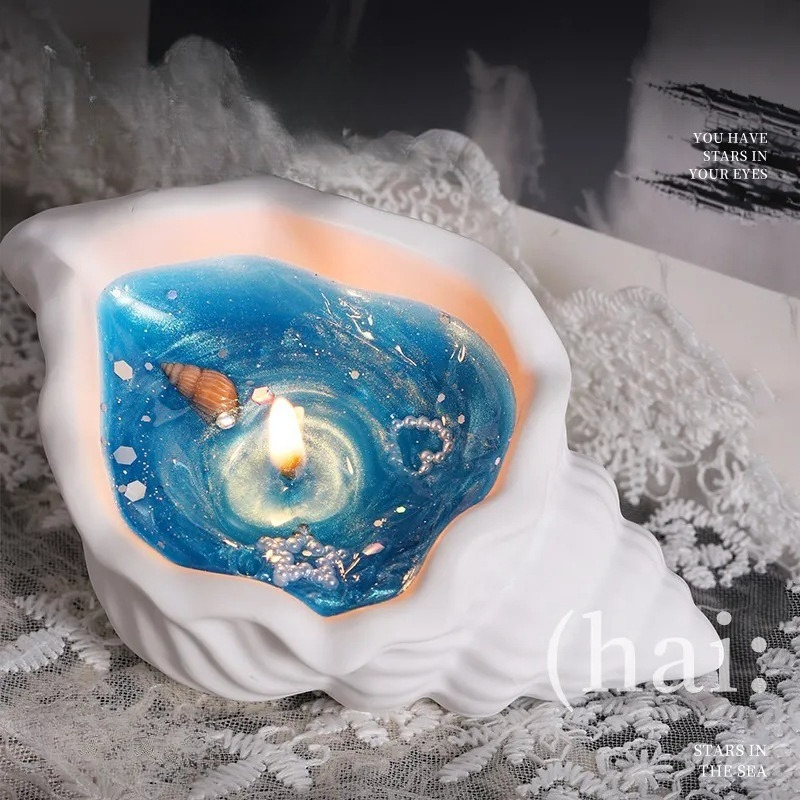 Scented Candle Luxury - Ornamento de Concha de Gesso para