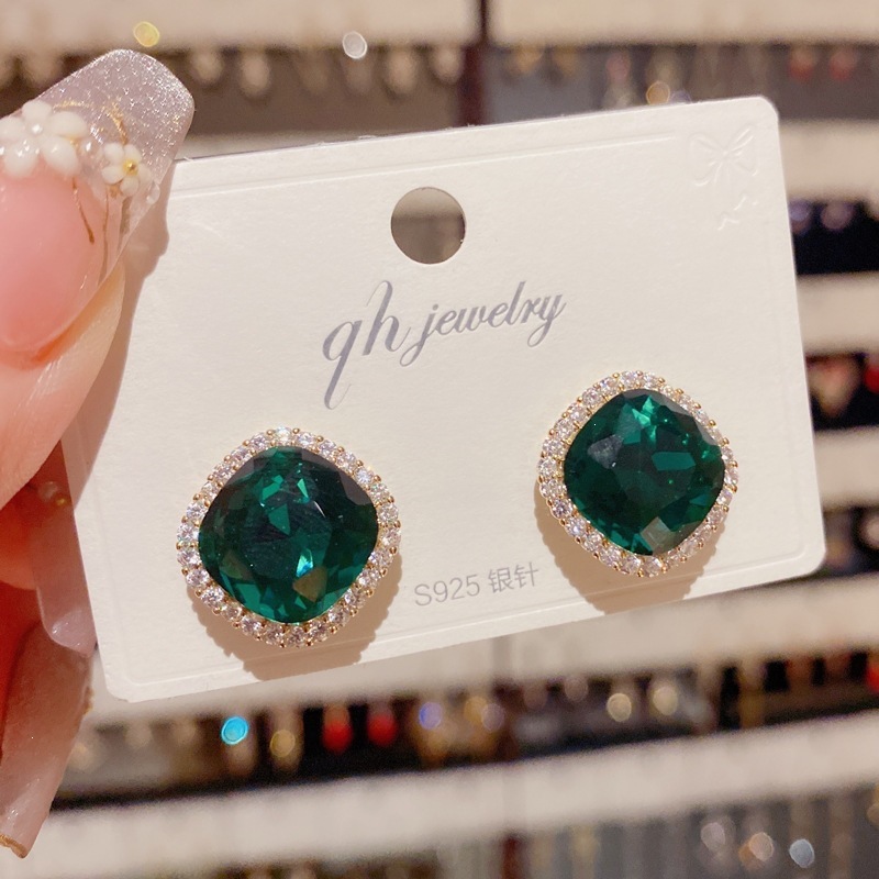 Luxury Lifestyle Jewelry - Brincos de Cristal Azul Quadrado Estilo