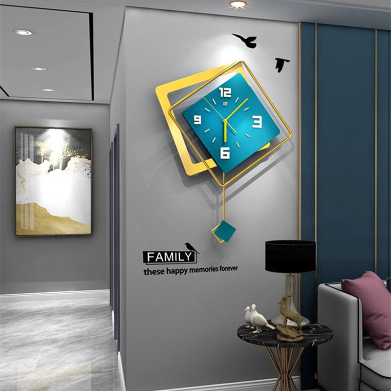 Luxury Lifestyle Living - Relógio de Parede Quadrado 3D Nórdico,