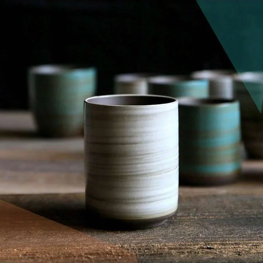 Handmade Ceramic Mug - Caneca de pedra esmaltada crackle pintada