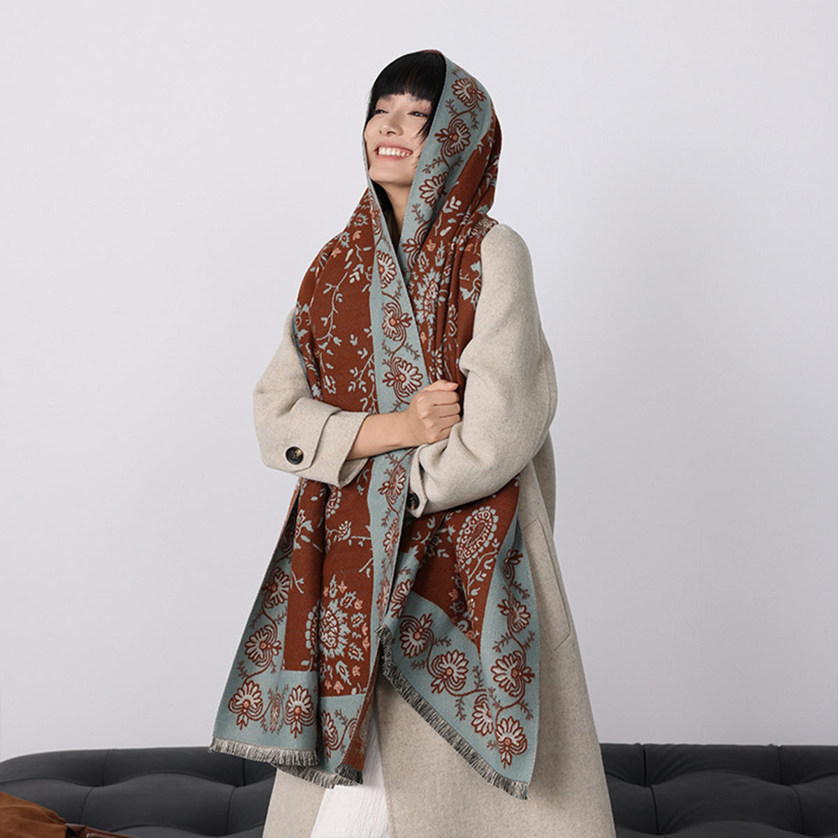 Luxo inverno imitação de caxem - Cashmere Throw Blanket avaliação e preço